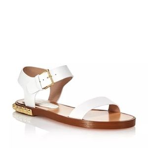 Women's Stuart Weitzman Rosewood Leather Studded Ankle Strap Sandals Sz 8